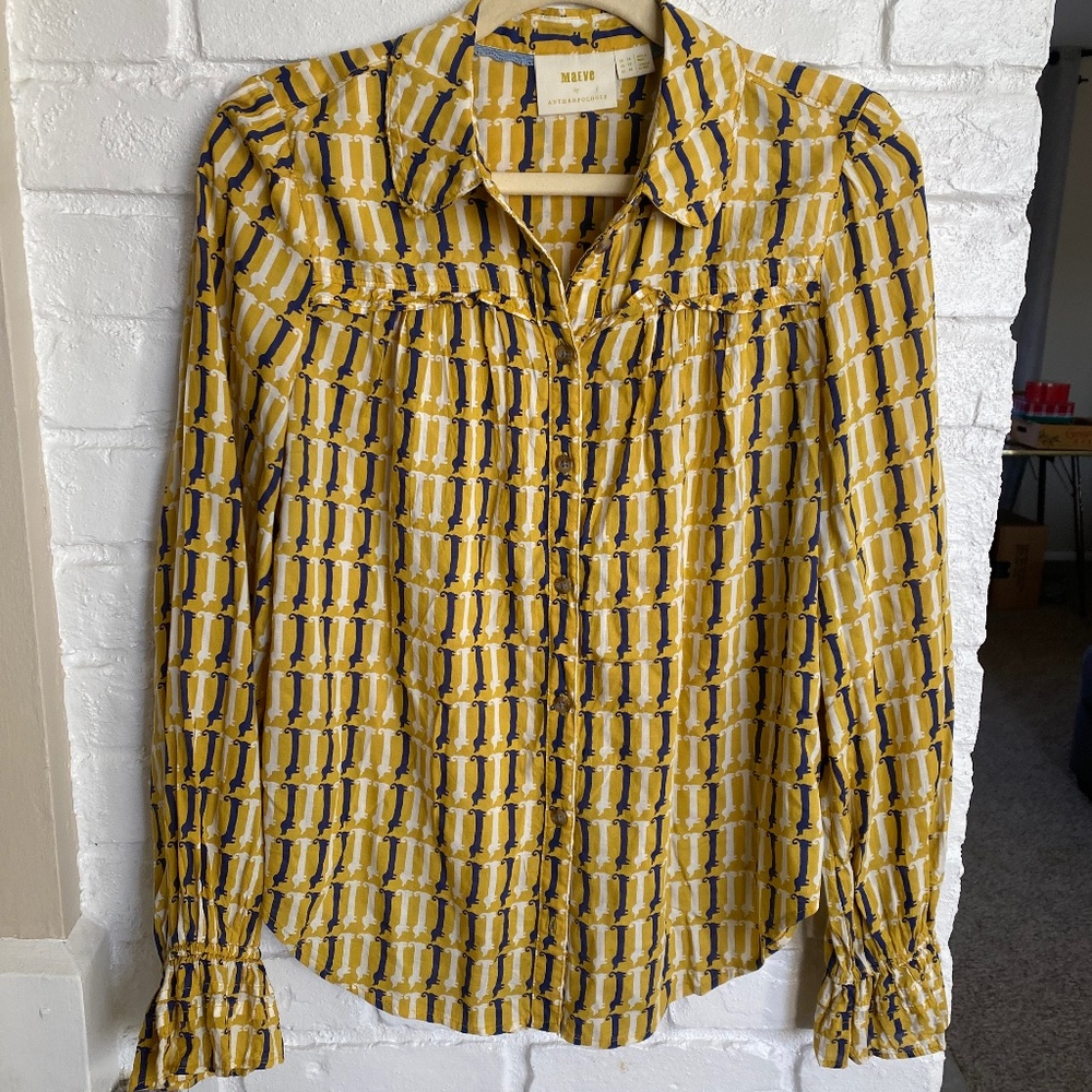 Maeve by Anthropologie Fredericka Dachshund Blouse